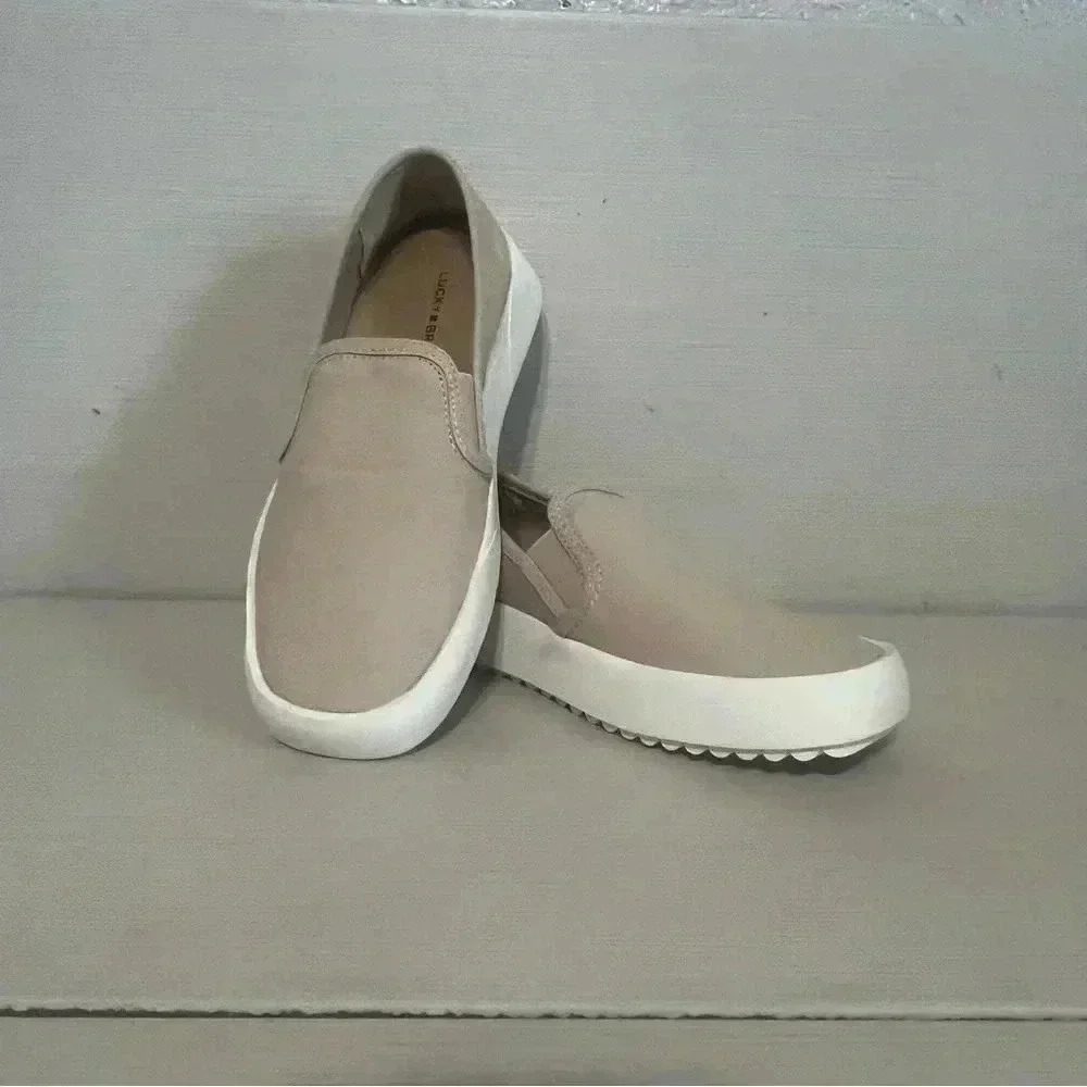 Lucky Brand Womens Gimmony Slip On Sneaker 8.5 Casual Comfort Canvas Tan - Picture 6 of 10
